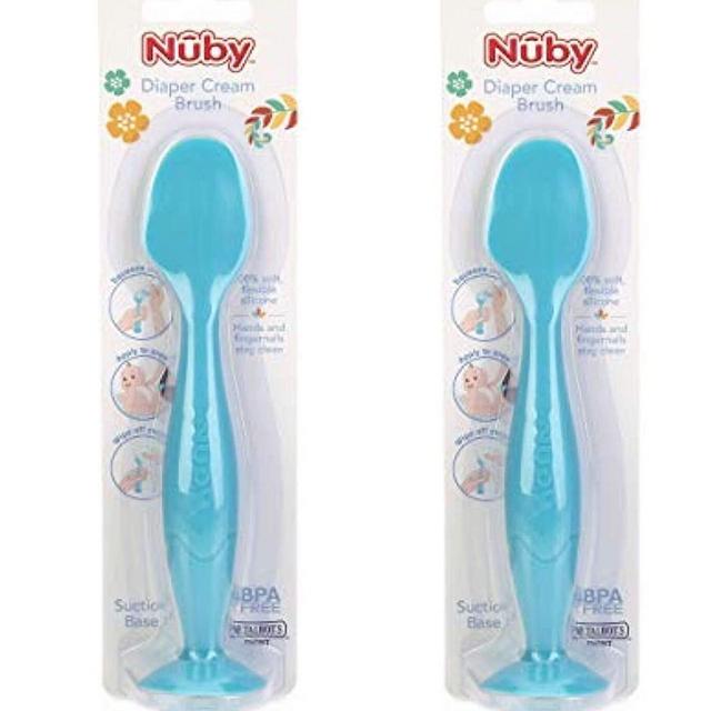 Nuby Silicone Diaper Cream Brush with Suction Base, Aqua
