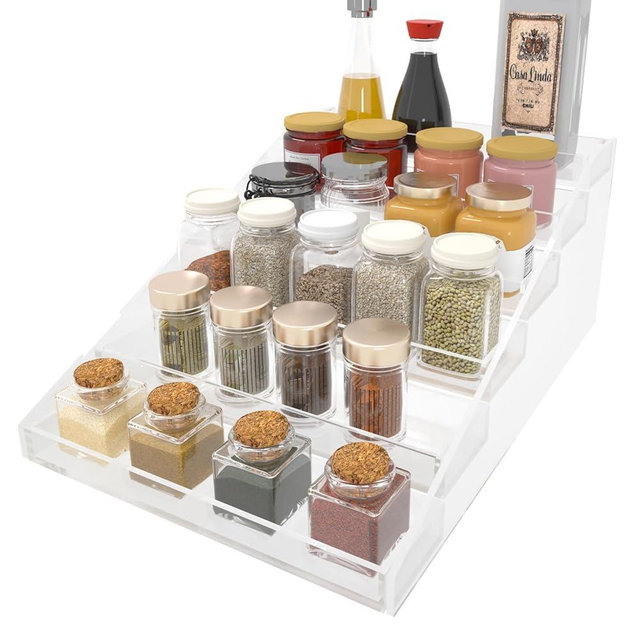 WUIVIUT Spice Rack Organizer For Cabinet, Acrylic Tier Spice Shelf Can Storage Organizer for Kitchen Pantry Countertop
