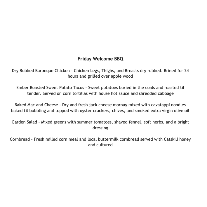 Friday Welcome BBQ