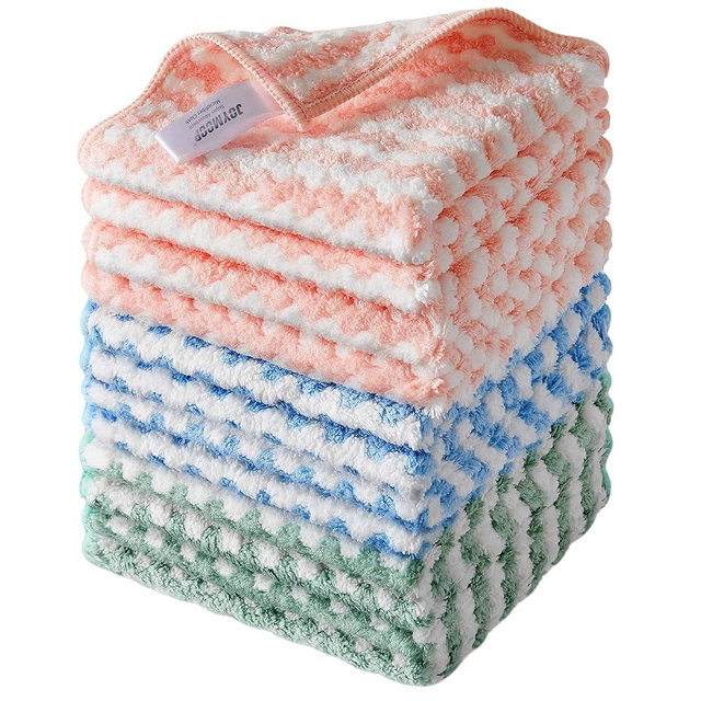 JOYMOOP Microfiber Cleaning Cloth, Mixed Color Towels with Edging, Large Size 6 Pack (11.8" x 15.7"), Absorbent Streak Free Lint Free Rags for Cleaning, Reusable and Washable Towels