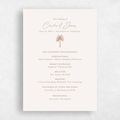 Light Oatmeal, Beige Wedding Program - Seaview