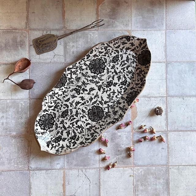 Large oval serving dish, Ceramic platter, Handmade pottery