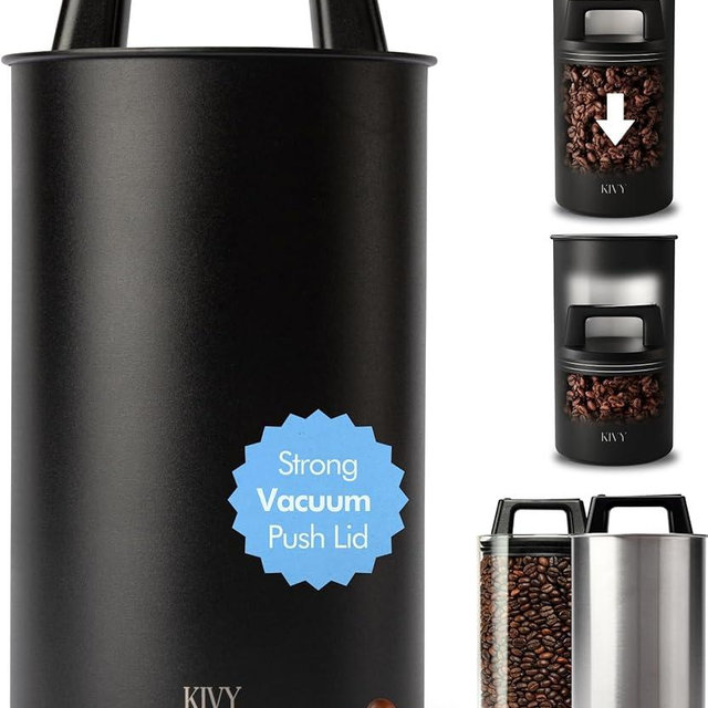 KIVY Vacuum Coffee Canister (Black, Medium)