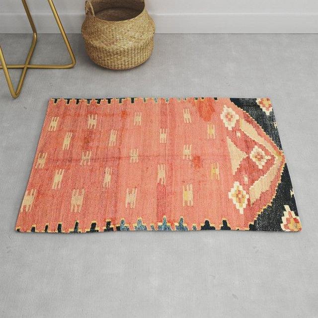 South West Anatolia Antique Turkish Niche Kilim Print Rug