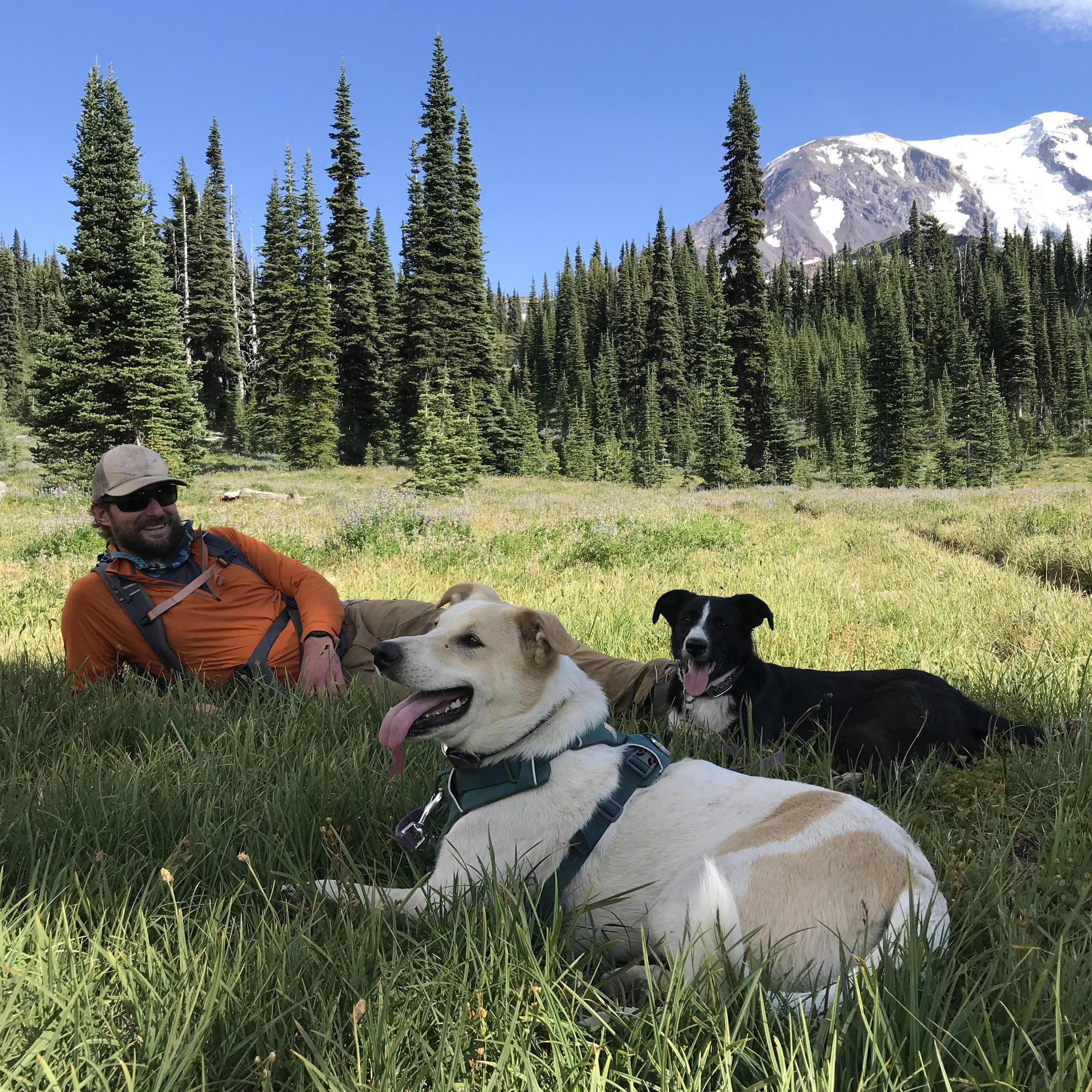 Evan and the girls at Mt Adams