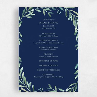 Navy, Blue Wedding Program - Eastwick