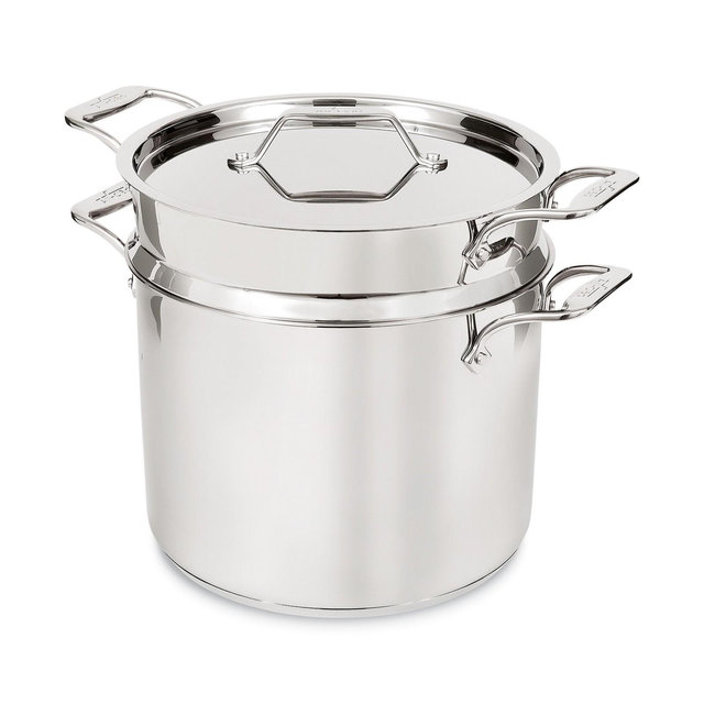 All-Clad 12 Quart Stainless Steel Multipot with Insert, Simply Strain, Silver