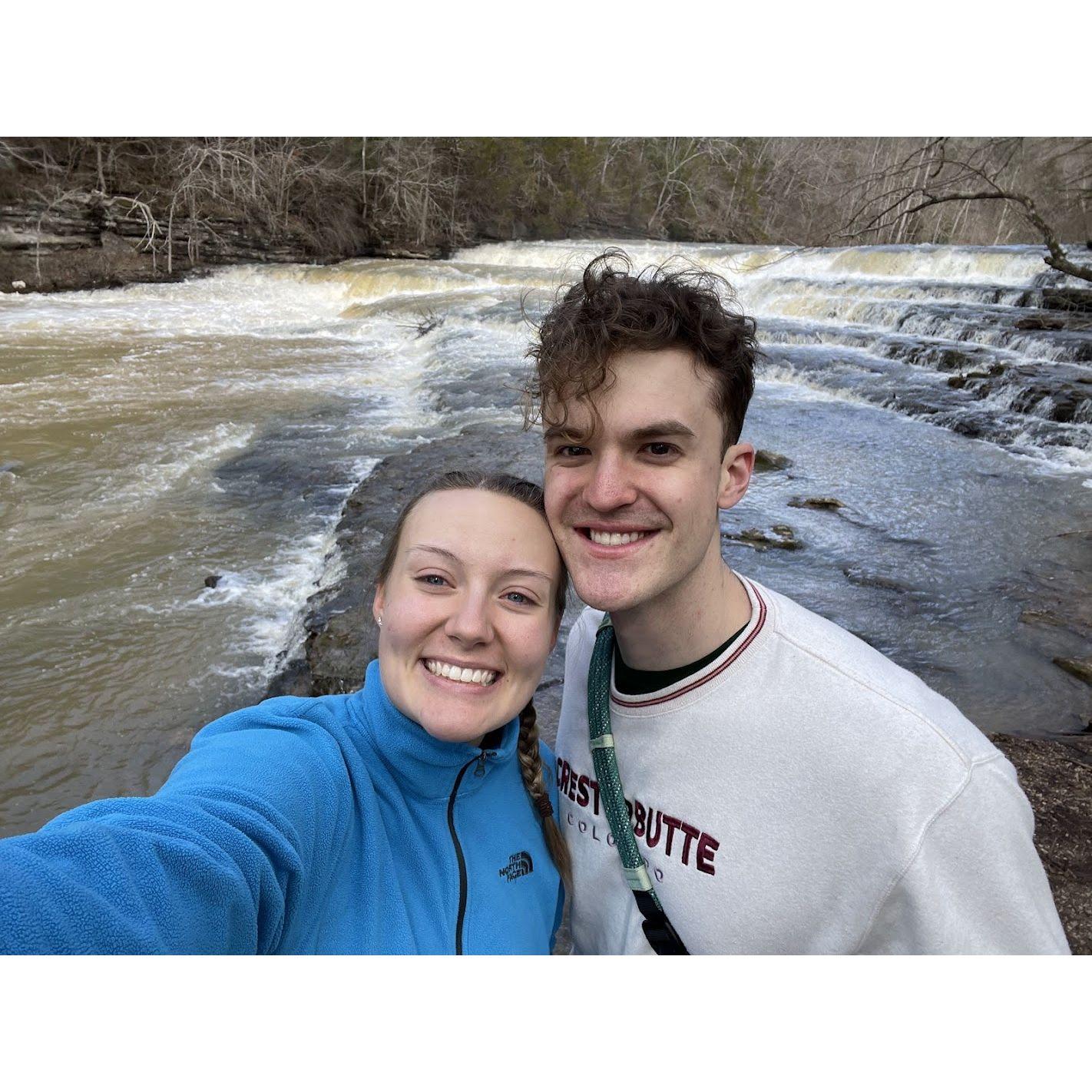 Hiking at Burgess Falls State Park in Tennessee