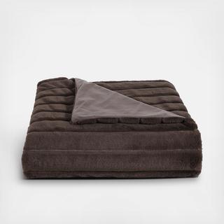 WellBeing Large Ribbed Faux Rabbit Throw