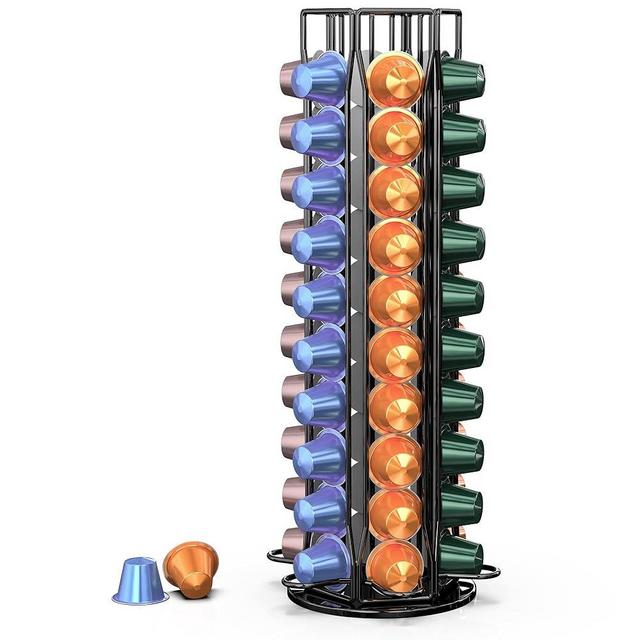 ZECENN Coffee Pod Holder for Nespresso OriginalLine, Coffee Pod Storage Organizer 360 Degree Rotatable Coffee Capsules Carousel for Nespresso, Holds 60 Coffee Pods, for Home Bar Countertop
