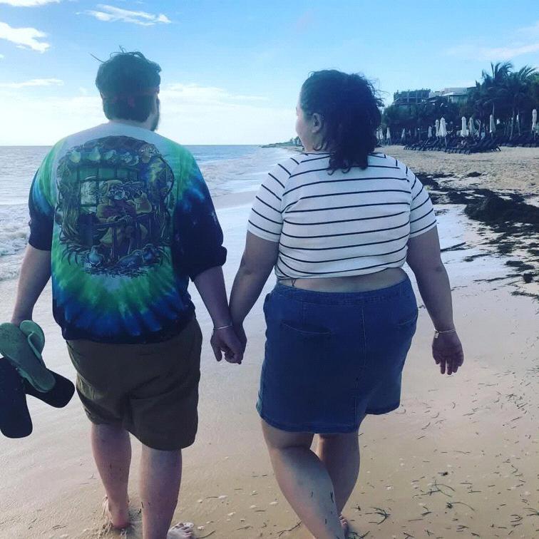 Romantic walk on the beach in Mexico
