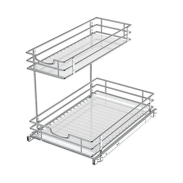 Bextsrack Under Sink Cabinet Organizer Storage with 2 Tier Pull Out Sliding Shelf for Kitchen Bathroom Cabinet, 12.2Wx18.1Dx14.5H-Inch, Request at Least 14.5’’ Cabinet Opening