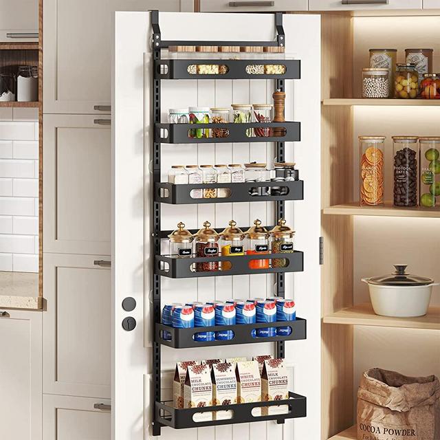 1Easylife Over Door Pantry Organizer, 6-Tier Pantry Rack with Adjustable  Baskets and Detachable Frames, White Acrylic Pantry Door Organizers and