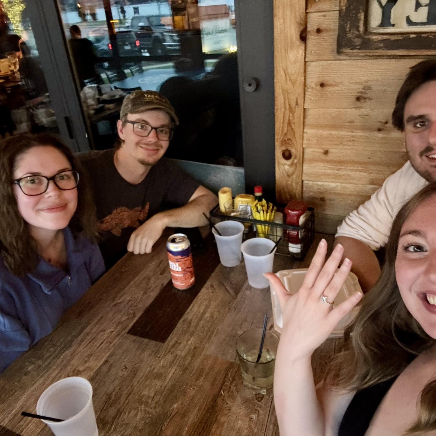 Celebrating their engagement with close friends!