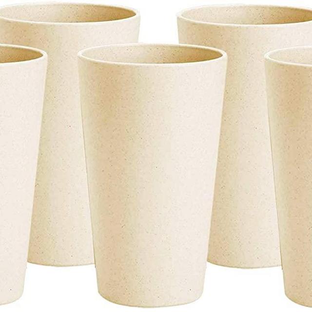 6 Pack Unbreakable Wheat Straw Cups for Coffee, Tea, Milk, Juice