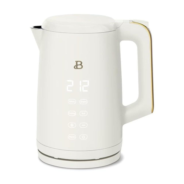 Electric Kettle 1.7L 1500W with Touch-Activated Display, Programmable Temperature Control, 4 Preset Tea Settings, Auto Shut-Off, 360° Base (White Icing)