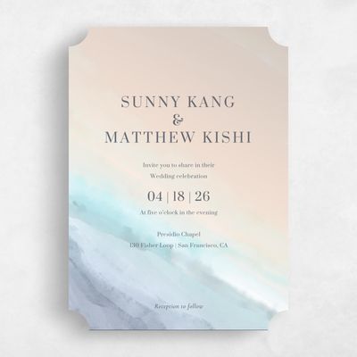 Purple Ticket Wedding Invitation - Chelan Portrait