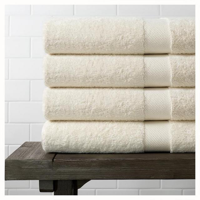 Plush Bath Towel Set of 4 - White