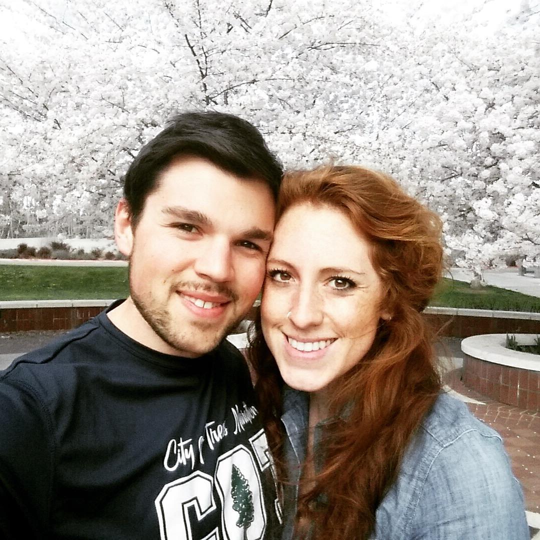 Our early years on a bike ride in Boise! Look at the spring blossoms!