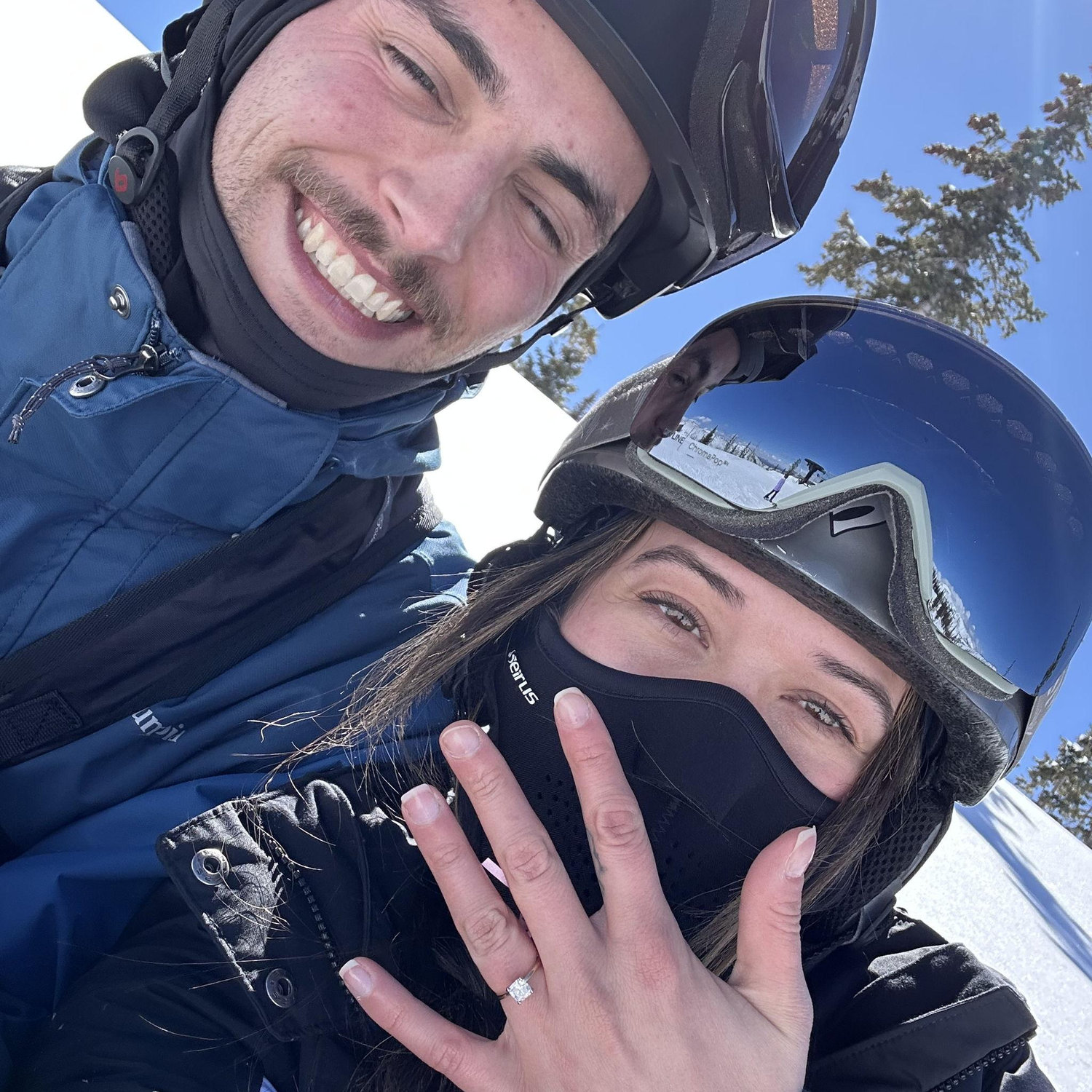 The day David proposed, at the top of a monarch mountain before we went down a ski run!