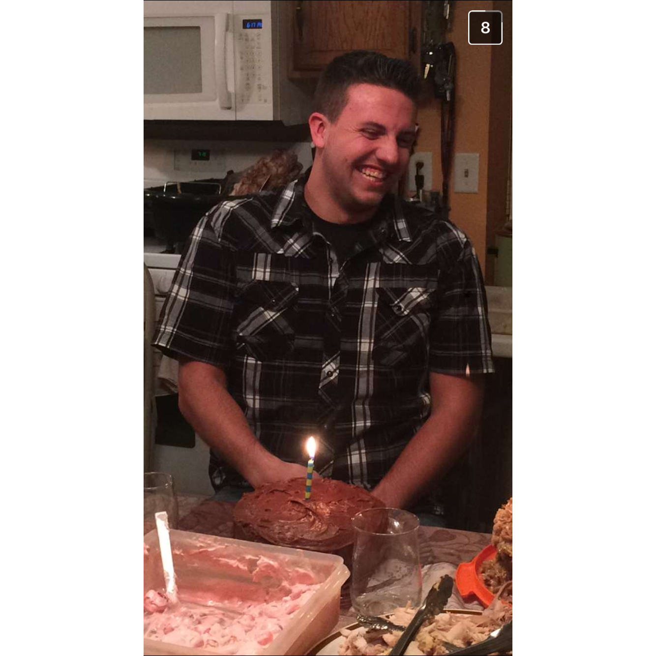 Dylans first Birthday with my family. He was excited and shocked that he got his own cake!