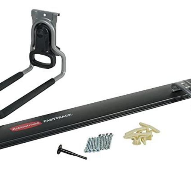 Rubbermaid FastTrack Garage Storage System All-in-One Rail & Hook Kit, 5-Piece, (1784417),Black