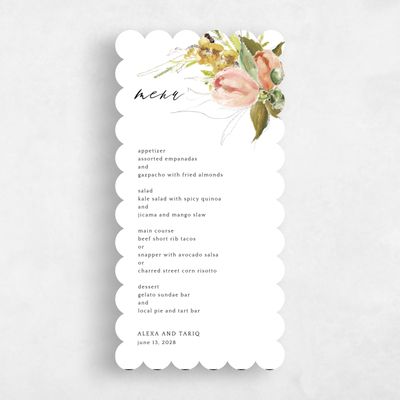 White Scalloped Wedding Menu - Octavia