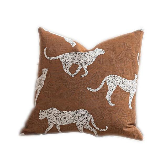 Croker Horse 20x20'' Inches Throw Pillow Cushion Cover - Leopard Cheetah Pattern Chenille Jacquard Embroidery Luxury Modern Fashion Style Couch Sofa Pillow Cover for Living Room Bedroom