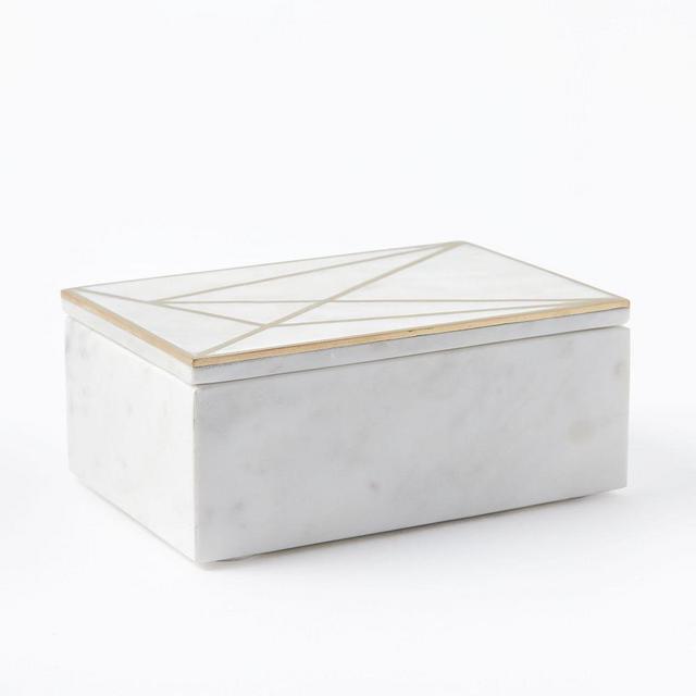 Brass Inlay Marble Box, Rectangle