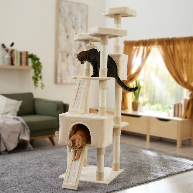 Frisco 72-in Faux Fur Cat Tree & Condo