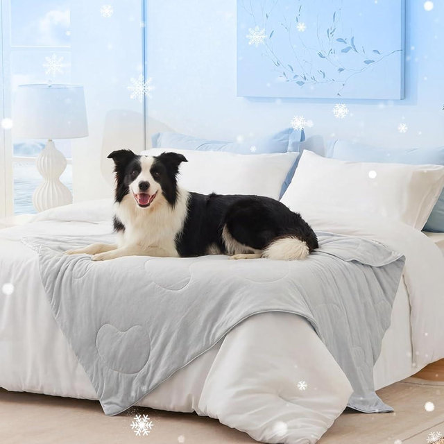 ZOMISIA Cooling Blanket for Large Dogs - High Q-MAX 0.4+ Cold Washable Pet Blanket, Travel Soft Dog Summer Essentials, Grey, 40"x50"