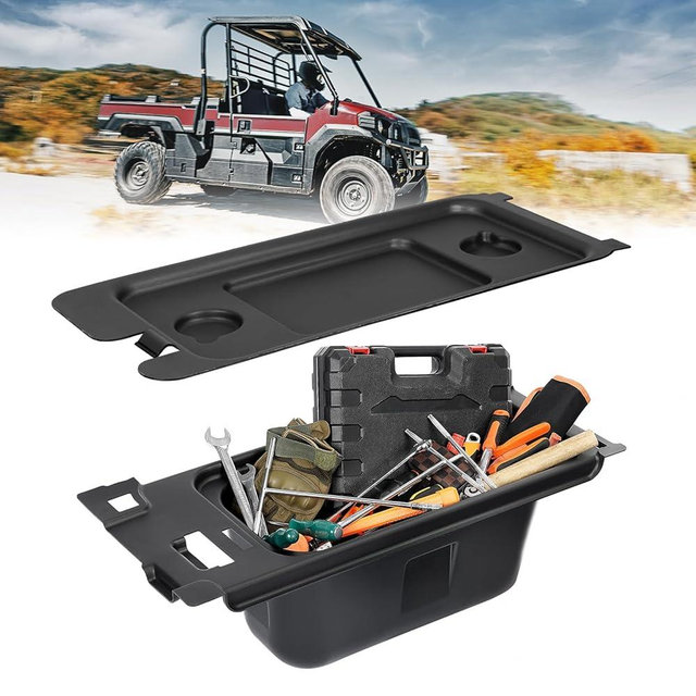 KEMIMOTO Under Seat Storage Box Compatible with Kawasaki Mule PRO-FX FXR FXT DX DXT 2015-2024, Underseat Storage Bin Black Organizer Tray Accessories Replace 99994-1463
