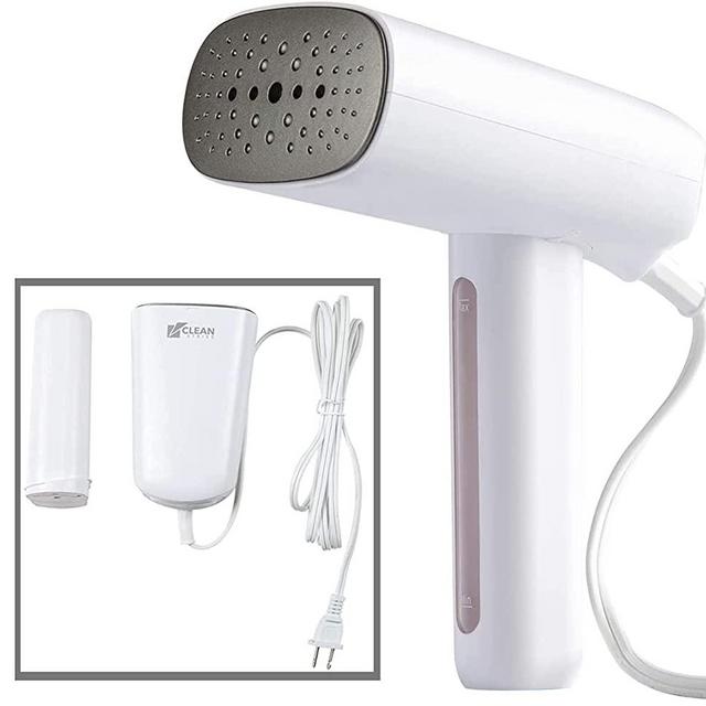 R2Brands Clean Strike Compact Portable Travel Handheld Steamer for Clothing and Disinfecting Garments and Surfaces, 110 mL Capacity, Safe with UL-Certification, White