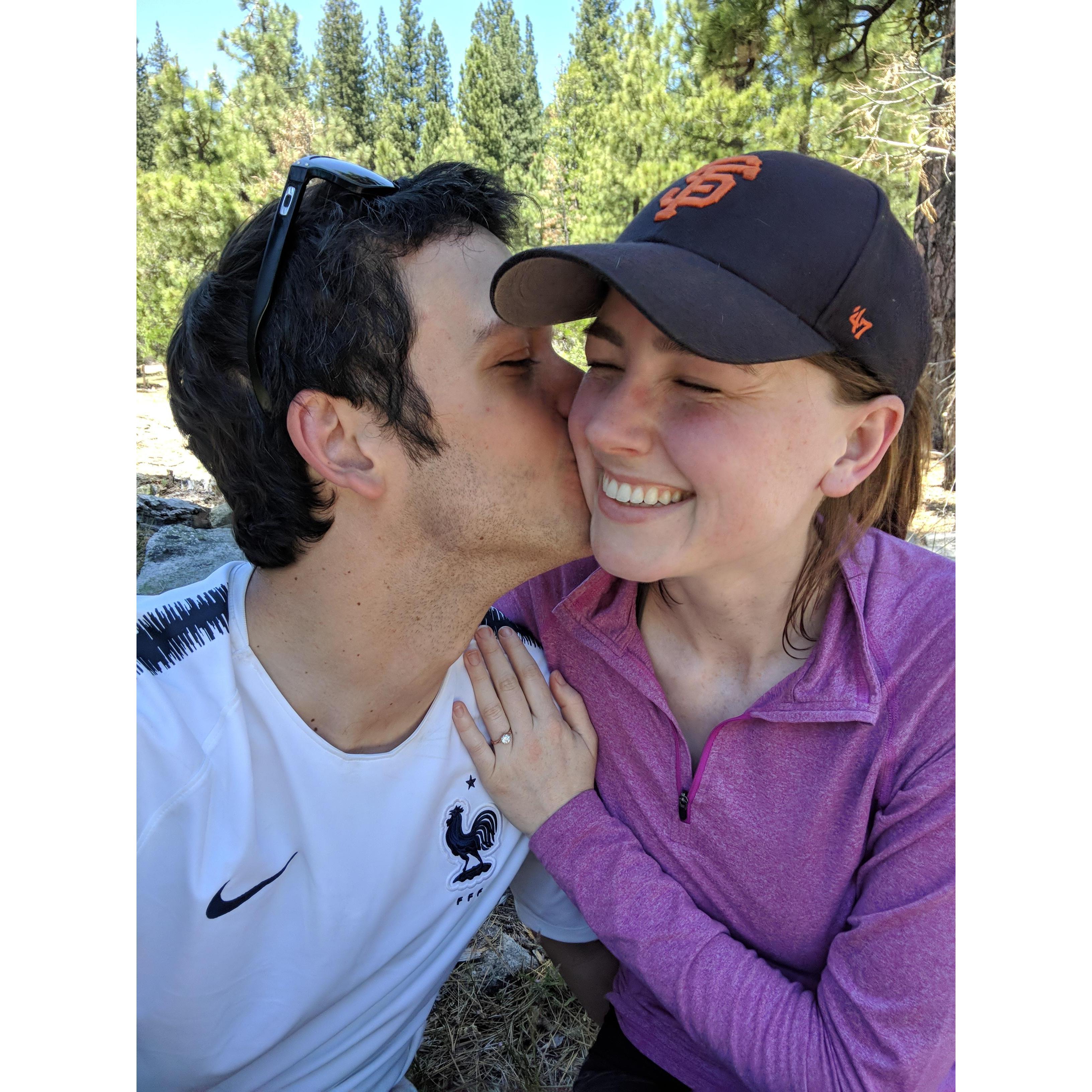 Lunch spot on the Bassi Falls hiking trail just after Jared proposed!