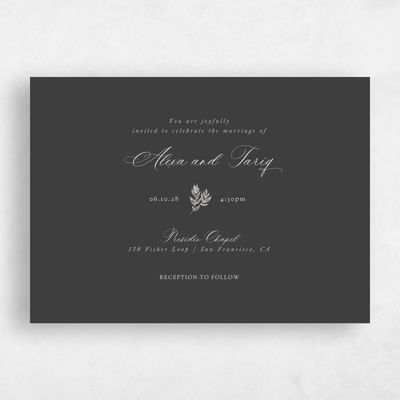 Dark Charcoal, Grey Wedding Invitation - Leif Landscape