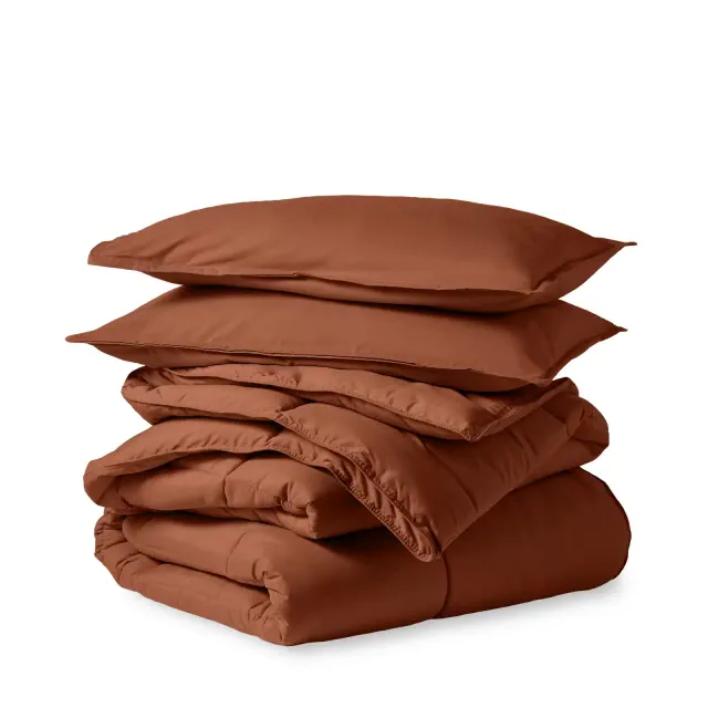 Bare Home 3-Piece Goose Down Alternative Comforter Set in Terracotta, King/Cal King