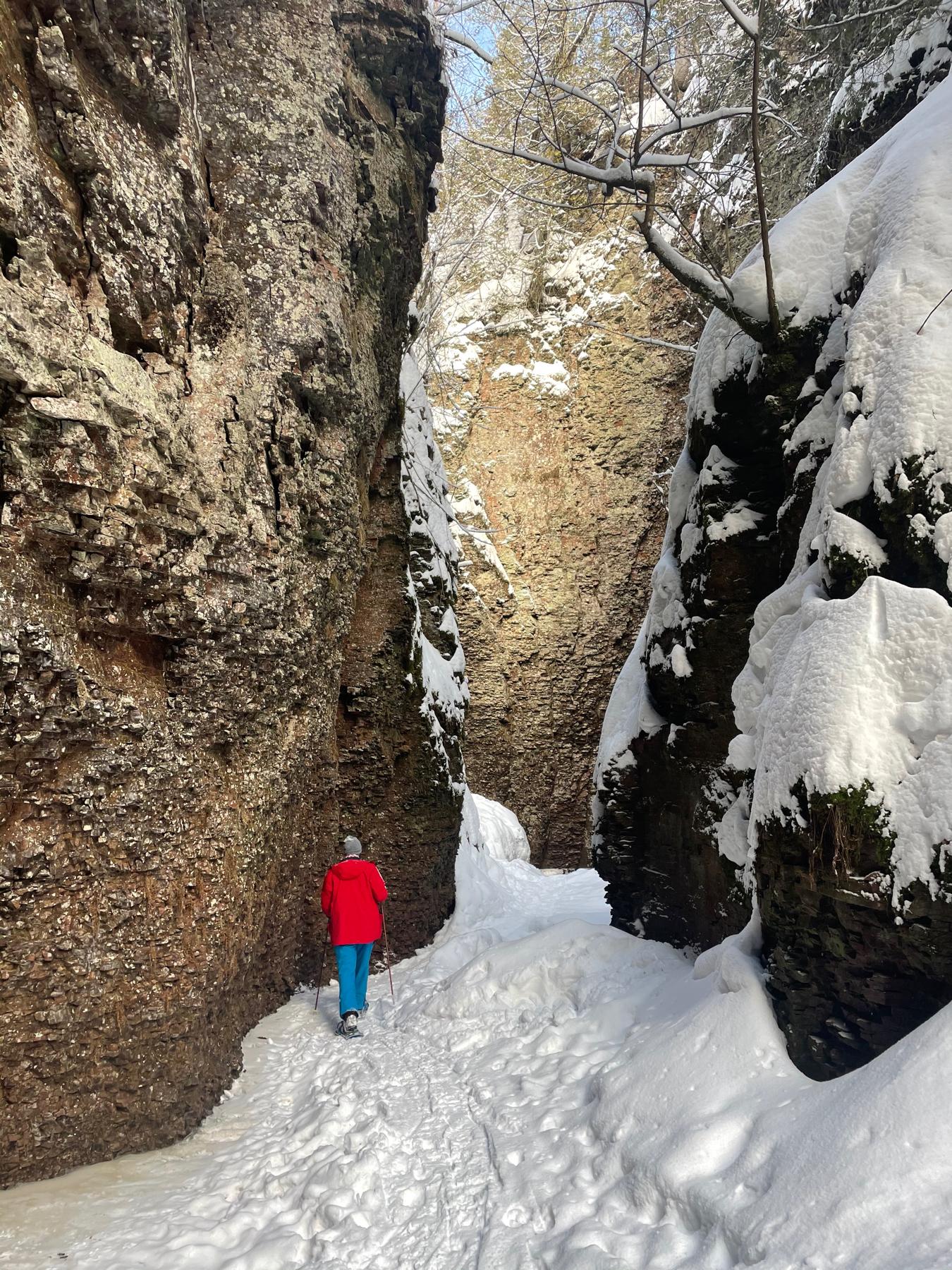 February, 2022 | Grand Marais, MN. 
Snowshoeing through the frozen Kadunce River.