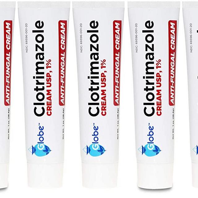 (5 pack) Globe Clotrimazole Antifungal Cream 1% (1 oz) Relieves the itching, burning, cracking and scaling associated with fungal infections | Compare to the Name Brand Active Ingredient