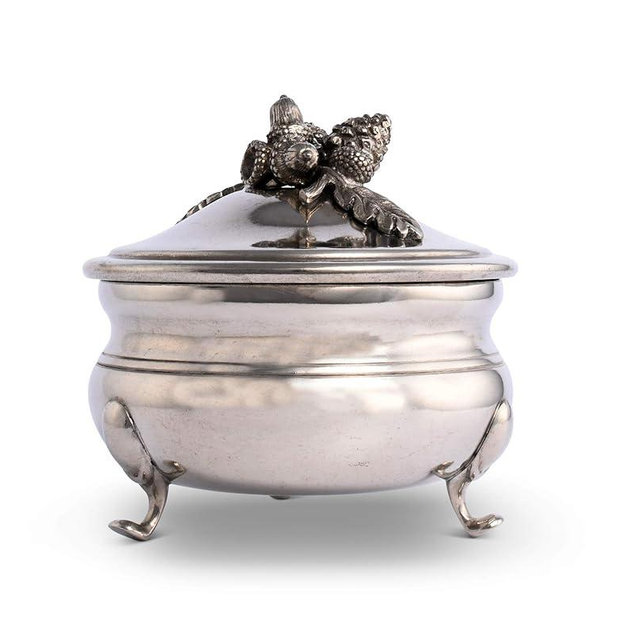 Vagabond House Glass Sauce/Dip/Nut Serving Bowl with Solid Pewter Acorn Base 5.5 inch Tall
