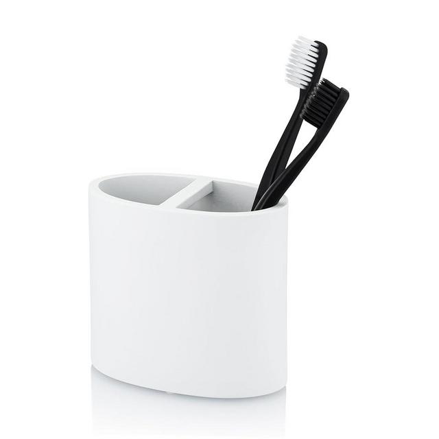 Essentra Home Matte White Toothbrush Holder for Home Bathroom - Multifunctional Electric Toothbrush, Toothpaste, Razor and Accessories Storage Organizer for Vanity Countertop
