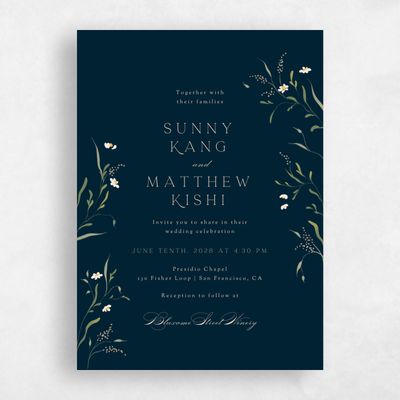 Deepest Teal, Black Wedding Invitation - Pero Portrait