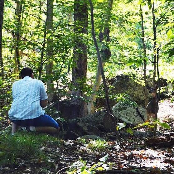 The first time Joseph brought Kristi out to his home-state of Connecticut. In this picture, you can see him calling a deer out from the woods.