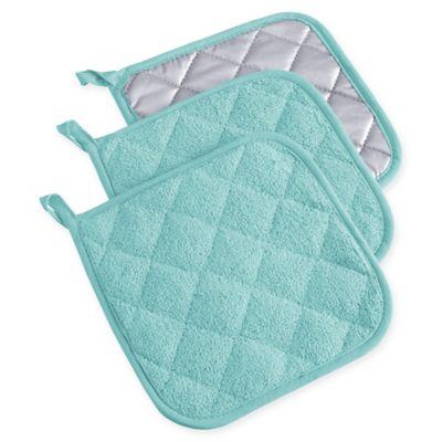 DII Terry Pot Holders in Black (Set of 3)