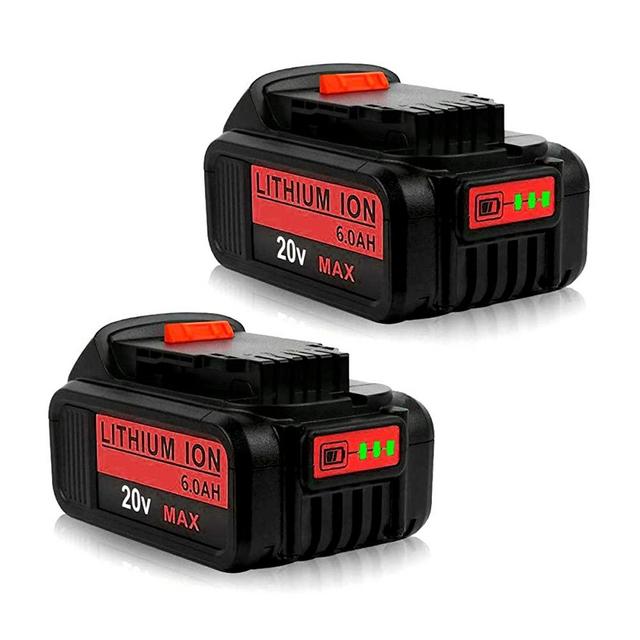 2Pack 6.0Ah DCB205 Battery for Dewalt 20V Lithium Battery MAX DCB204 DCB200 DCB206 DCB205-2 DCB201 DCB203 DCB181 DCB180 20V DCD/DCF/DCG/DCS Series for Dewalt 20volt Tools Batteries