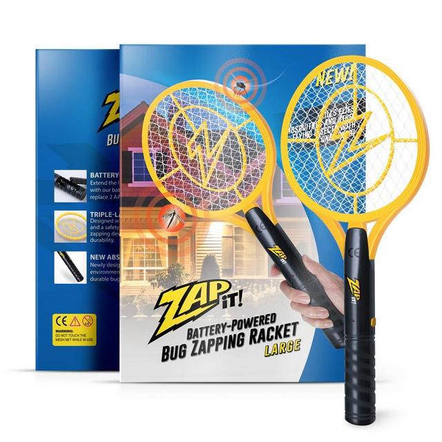 Zap It Bug Zapper Battery Powered (2xAA Included) Bug Zapper Racket, 3,500 Volt