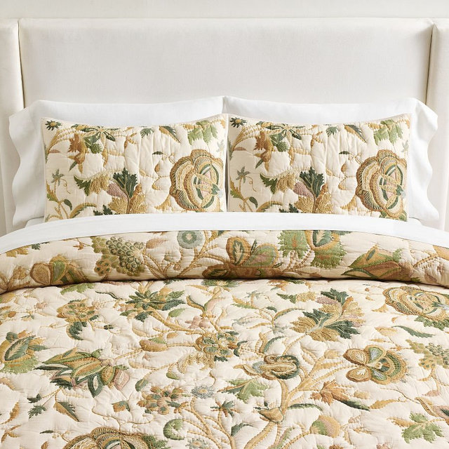Lydia Palampore Embroidered Quilt, Neutral Multi, King/Cal. King
