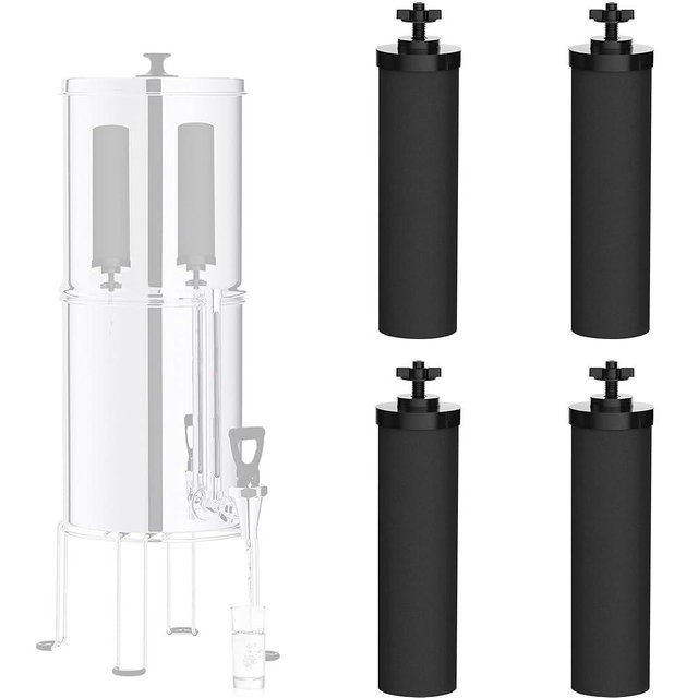 Virego Black Filter 4 Pack by NSF/ANSI 42 Certified, Replacement for BB9-2® Purification Elements Filters, Compatible with Berkey Gravity Filtration System, Replacement for Berkey Black Filters