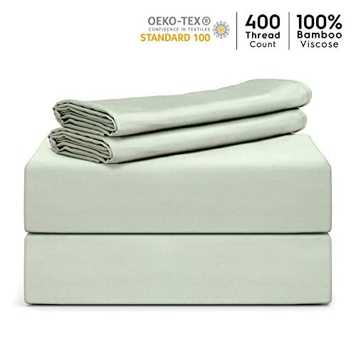 Tafts Bamboo Sheets King Size - 100% Pure Organic Viscose Bamboo Sheet Set - 400TC Bamboo Bed Sheets - 4 Pieces - 17” Deep Pocket - Silk Feel, Cooling, Anti-Static, Hypoallergenic (Sage Green)