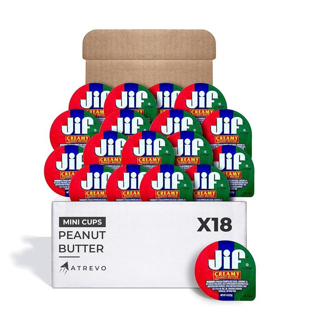 ATREVO Jif Peanut Butter to Go Cups – 18 Count Creamy Peanut Butter Snack Cups, Perfect Portion for Halloween Treats – Individually Wrapped, Includes 18 Spoons – Halloween Snack Packs for Kids