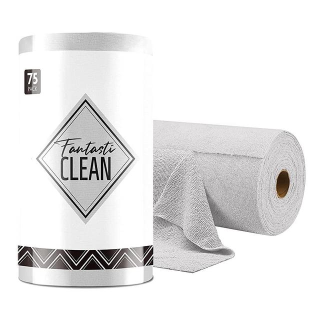 Fantasticlean Microfiber on a Roll Tear Away Cleaning Towels, Reusable and Washable Cloths, for Car, House, Garage or Kitchen, 12" x 12", 75 Pack (Grey)